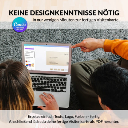 Bearbeitbare Visitenkarten Vorlage in Beige wird in Canva ohne Designkenntnisse individuell angepasst – personalisierbar mit Logo, Farben, Texten und QR-Code – Louvion.de
