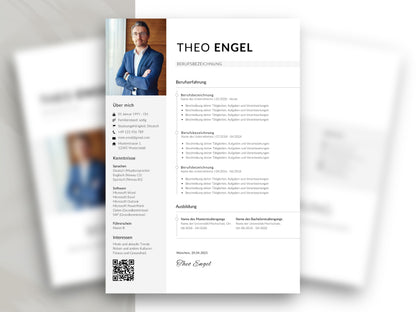 Modernes CV Set: Einseitige Lebenslauf Vorlage für Word und Canva mit klarem Design für die professionelle Bewerbung.