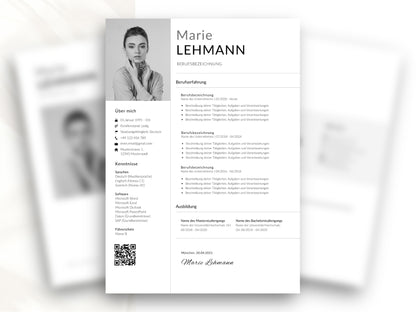 Moderne Lebenslauf-Vorlage in Deutsch mit professionellem Design für eine strukturierte Darstellung von Berufserfahrung.