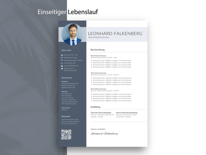 Einseitige Lebenslauf-Vorlage im Professional CV Set für eine klare Struktur deiner Berufserfahrung in Word und Canva.