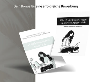 Exklusiver Bewerbungsleitfaden und Tipps für das Vorstellungsgespräch als Bonus zum Lebenslauf Vorlage Deutsch Set.