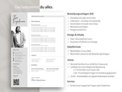 Vollständiges Bewerbungspaket Professional mit Lebenslauf Vorlage, Anschreiben und Extras für eine erfolgreiche Bewerbung.