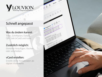 Schnelle Bearbeitung der Lebenslauf-Vorlage in Canva mit flexiblen Anpassungen für Texte, Farben, Icons und digitale vCard.