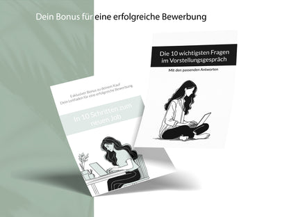 Bewerbung-Bonus mit Leitfaden und Tipps für das Vorstellungsgespräch passend zur Lebenslauf Vorlage in Word und Canva.
