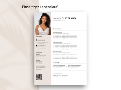 Einseitiger Lebenslauf als Canva- und Word-Vorlage aus dem 9-seitigen Bewerbung-Set für einen strukturierten CV.