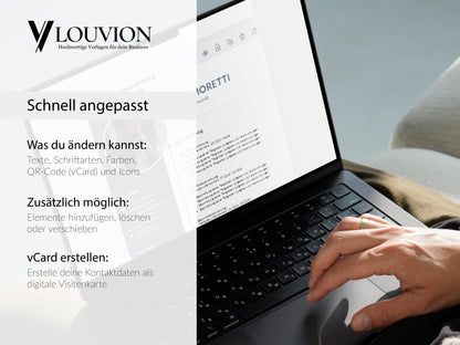 Einfache Anpassung der Lebenslauf-Vorlage in Word und Canva: Texte, Farben, Icons und vCard schnell individuell gestalten.
