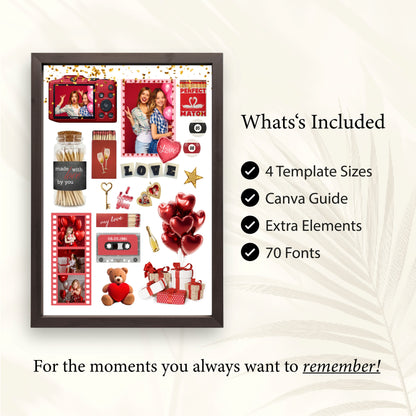 Personalisiertes Matchbook-Poster Canva-Template Paket mit 4 Größen, 70 Schriftarten und zusätzlichem Design-Guide.