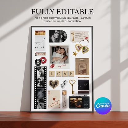 Vollständig bearbeitbare Canva-Vorlage für ein individuelles Matchbook-Poster mit „Made with Canva“-Logo.