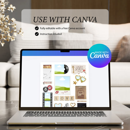 Laptop mit der geöffneten Canva-Vorlage für das Matchbook-Poster zur einfachen Bearbeitung am Bildschirm.