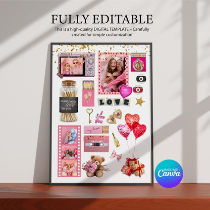 Vollständig editierbares Matchbook Poster Design in Canva mit personalisierbaren Fotofeldern für digitale Wanddeko.