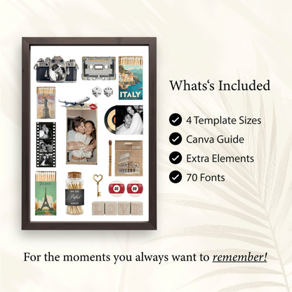 Personalisiertes Matchbook Poster mit Übersicht der Inklusivleistungen wie 4 Vorlagengrößen und Canva-Guide.