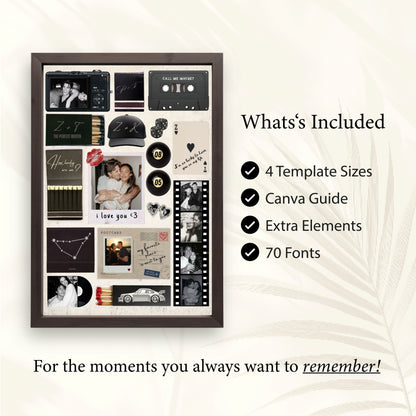 Digitales Matchbook-Poster Set mit 4 Größen, 70 Schriften und Canva-Guide für ein individuelles Geschenk zur Hochzeit.