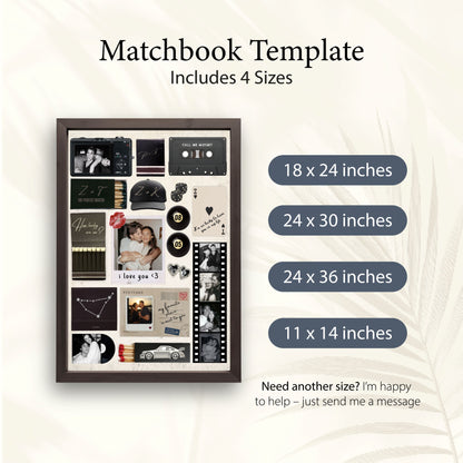 Digitales Matchbook-Poster zum Valentinstag in vier verschiedenen Größen von 11x14 bis 24x36 Zoll für die Wanddeko.