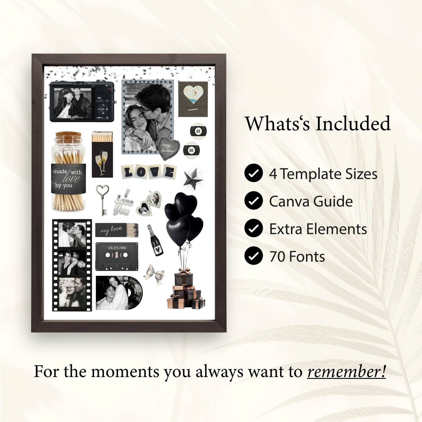 Personalisiertes Matchbook-Poster Set mit 4 Vorlagengrößen, über 70 Schriftarten und Canva-Guide für die Wanddeko.