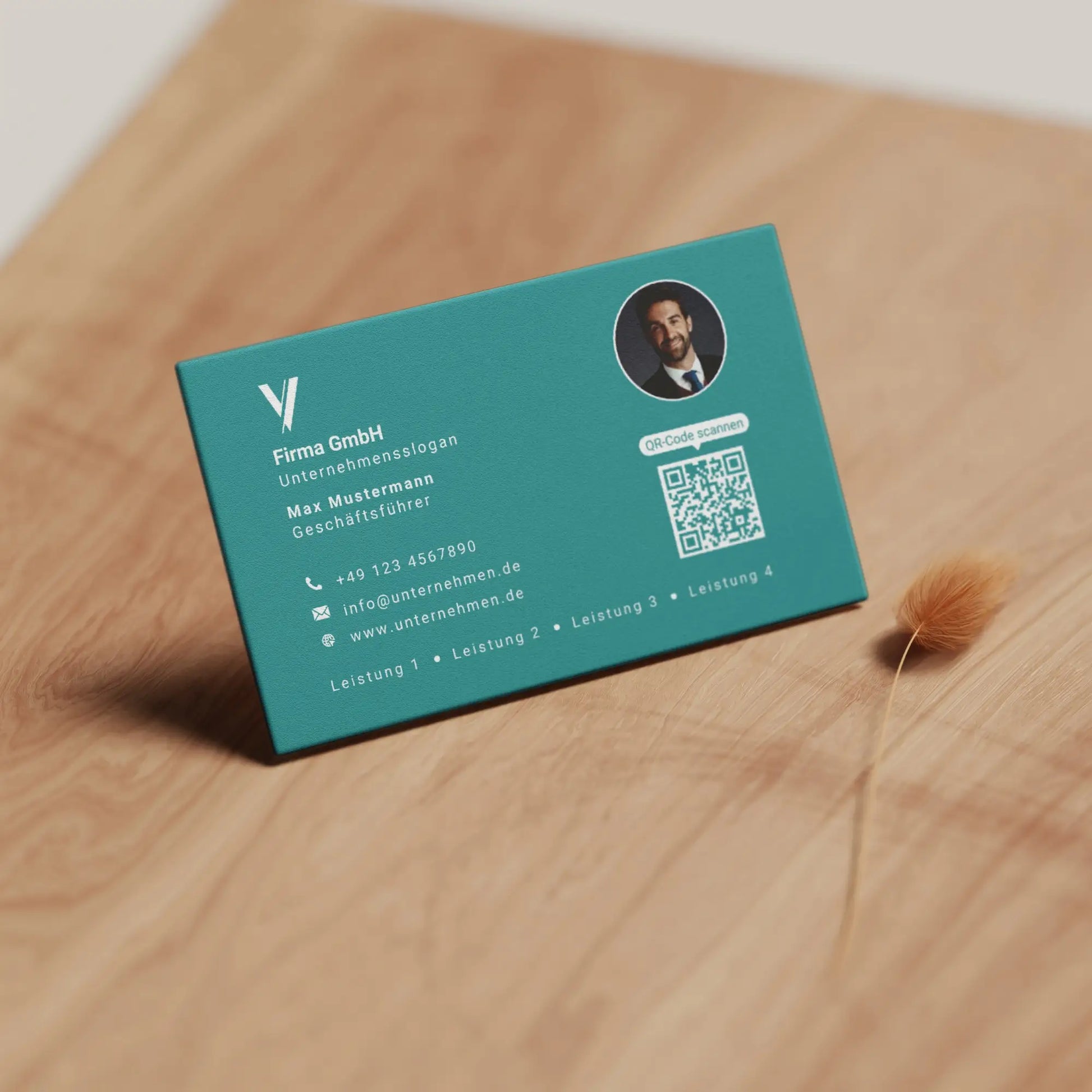 Moderne Visitenkarten Vorlage in Türkis als Canva Vorlage für Unternehmen und Selbstständige – Louvion.de