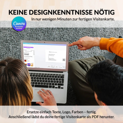 Personalisierbare Visitenkarten Vorlage für Canva mit QR-Code, Logo, Farben, Texten und Icons, in wenigen Minuten individuell anpassbar – Louvion.de