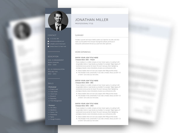 Moderne Lebenslauf Vorlage für Word und Canva mit einer übersichtlichen Struktur für ein professionelles CV Template.
