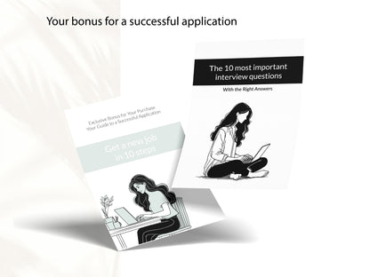Exklusiver Bewerbungsleitfaden und Bonus-E-Books für das Vorstellungsgespräch als digitaler Zusatz beim Kauf der Lebenslauf-Vorlage zur erfolgreichen Vorbereitung auf den neuen Job.