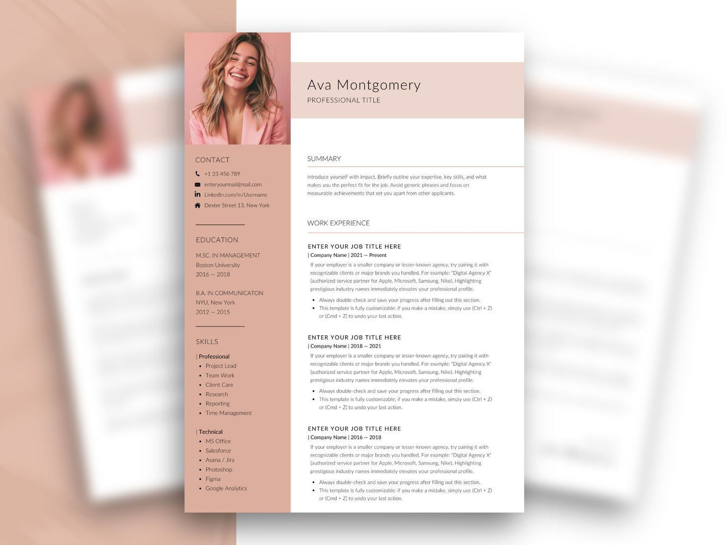 Moderne, 1-seitige Lebenslauf Vorlage 2026 für Word und Canva mit Anschreiben im minimalistischen Design.