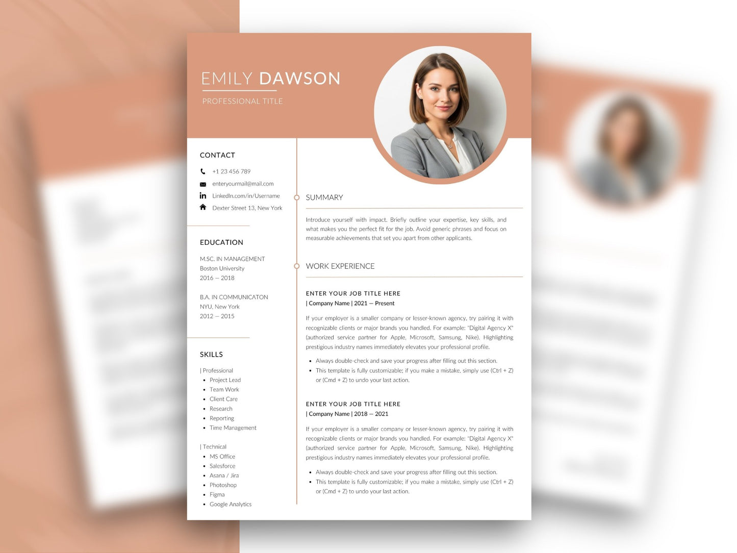 Lebenslauf Vorlage für Word und Canva mit modernem ATS Layout, professionellem Bewerbungsdesign und integriertem Bewerbungsfoto.