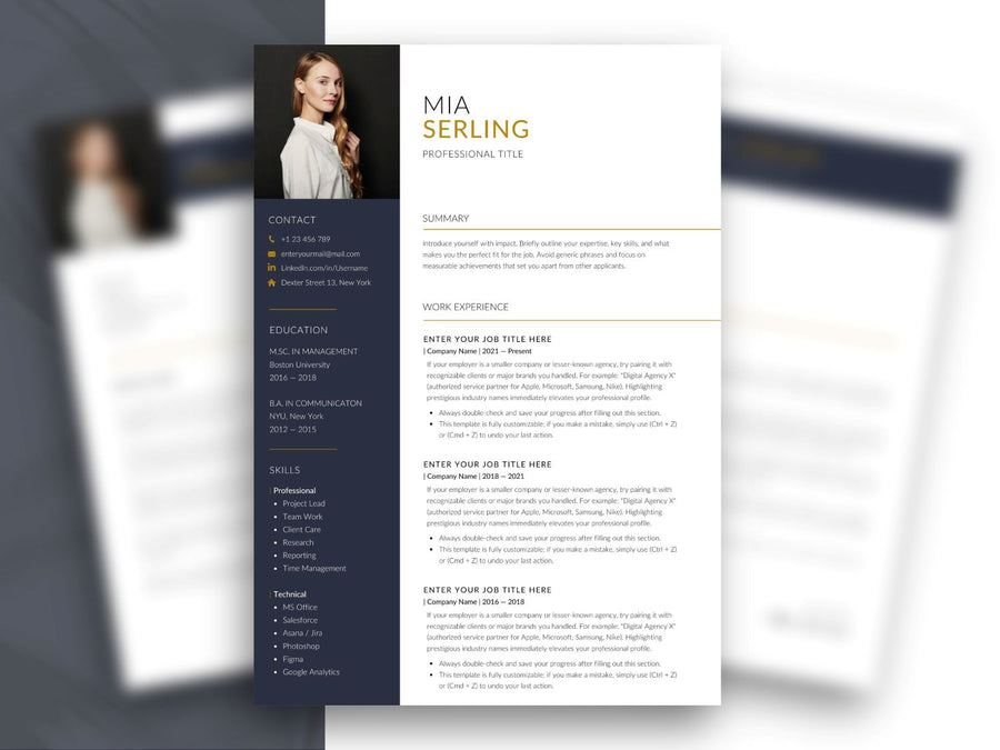 Moderne Lebenslauf Vorlage mit professionellem Bewerbungsset für Word und Canva inklusive Anschreiben, Referenzen und Anlagenverzeichnis.