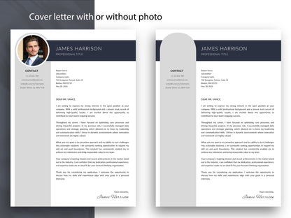 Anschreiben Vorlage mit und ohne Foto im passenden Business-Design, editierbar als Word & Canva Bewerbungsvorlage