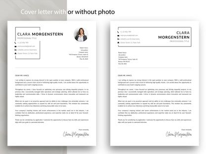 Anschreiben Vorlage für Word und Canva in modernem, professionellem Design mit Varianten mit und ohne Bewerbungsfoto. Die Bewerbungsvorlage bietet ein klares Layout für persönliche Daten, Empfängerangaben, Anschreibentext und Unterschrift und lässt sich passend zum Lebenslauf individuell anpassen. Ideal für eine einheitliche und professionelle Bewerbung.
