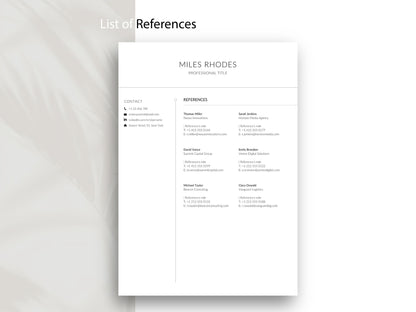Referenzseite als Teil der Lebenslauf Vorlage Word & Canva mit professionellen Referenzen für Bewerbungen, Musterbewerbung und vollständiges Bewerbungsset.