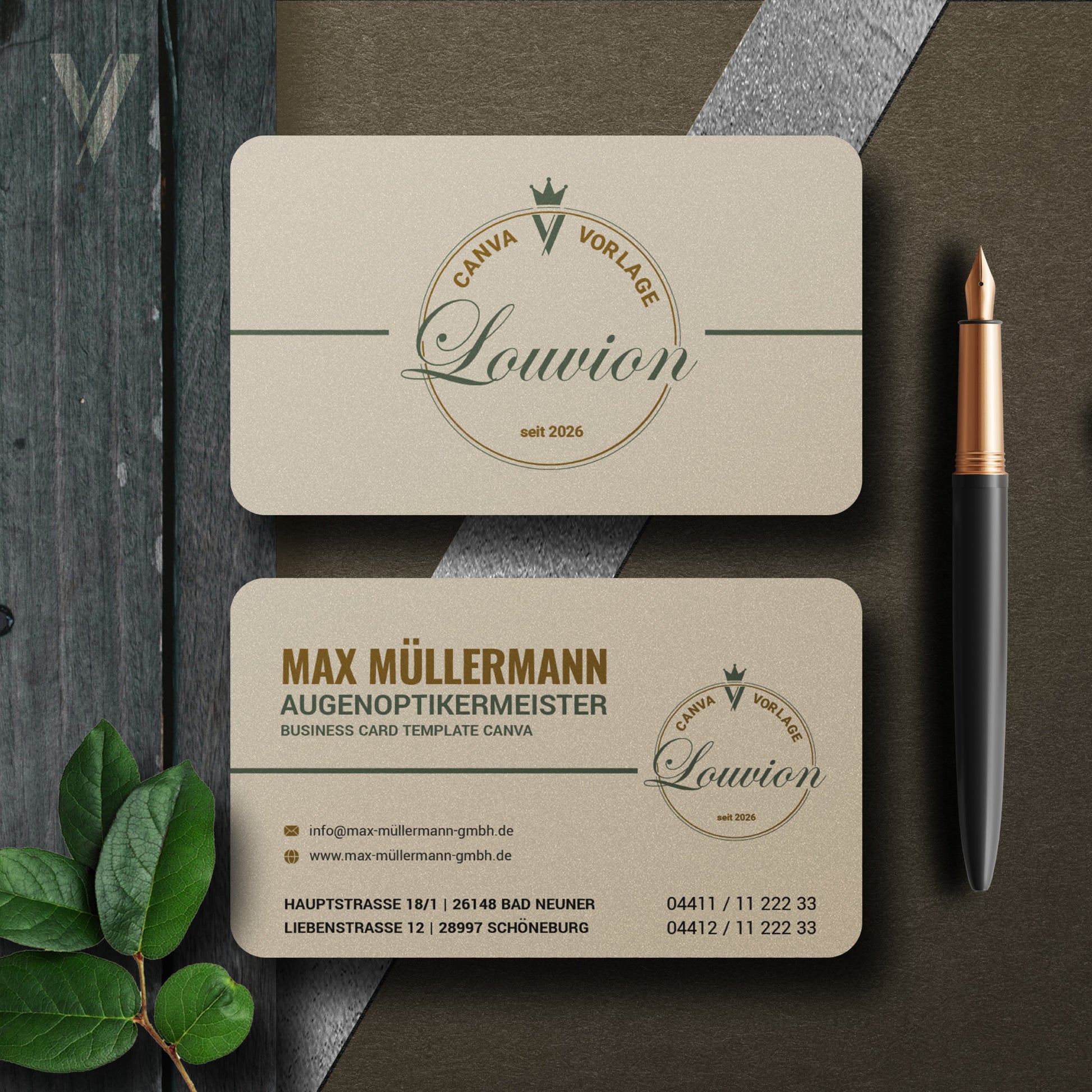 Elegante Canva Vorlage für Visitenkarten im Startup Branding Design mit Business Icons für ein personalisiertes DIY Design.