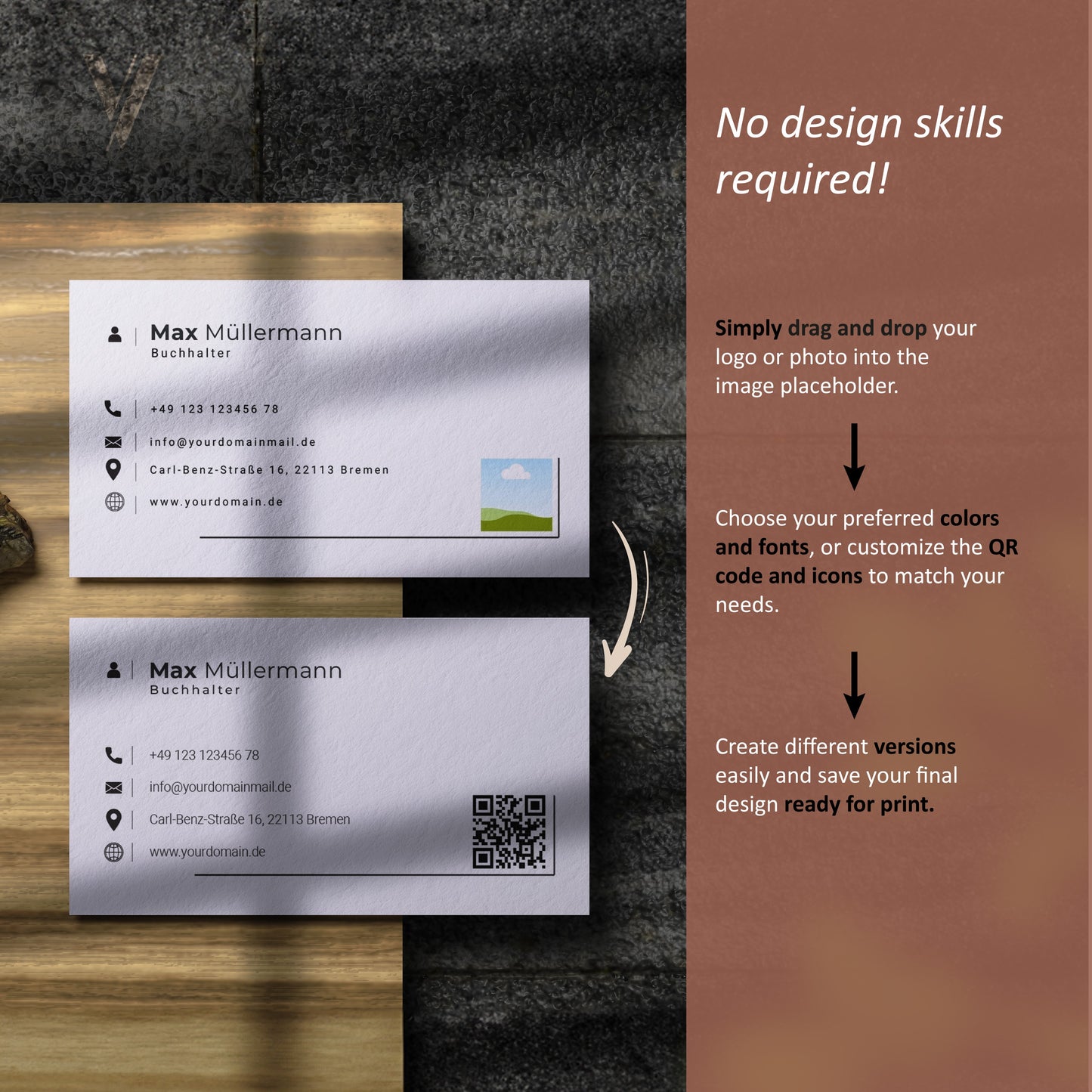 Personalisiertes Business Branding Kit als Canva DIY Vorlage mit QR-Code Generator für ein individuelles Startup Design.
