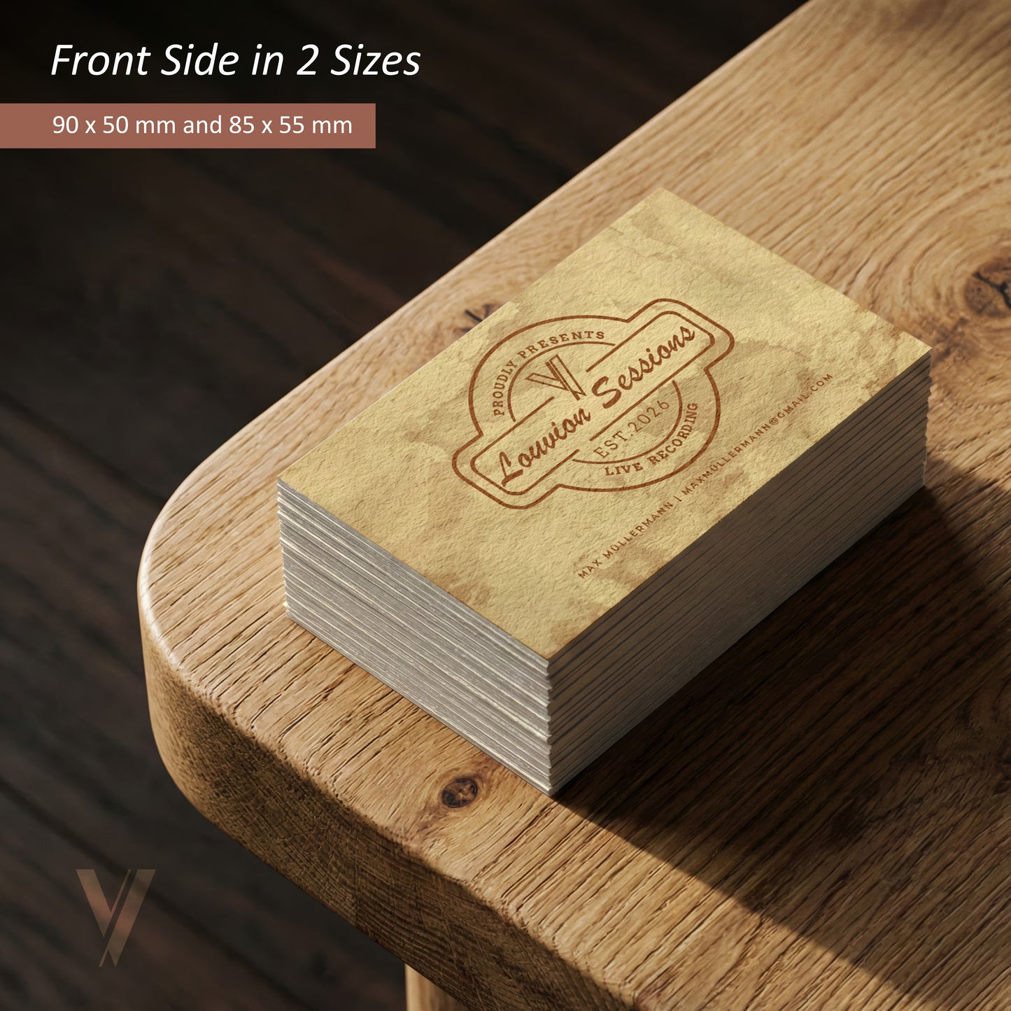 Personalisierte Visitenkarten Vorlage in zwei Größen als DIY Canva Download für ein individuelles Logo Branding Design.