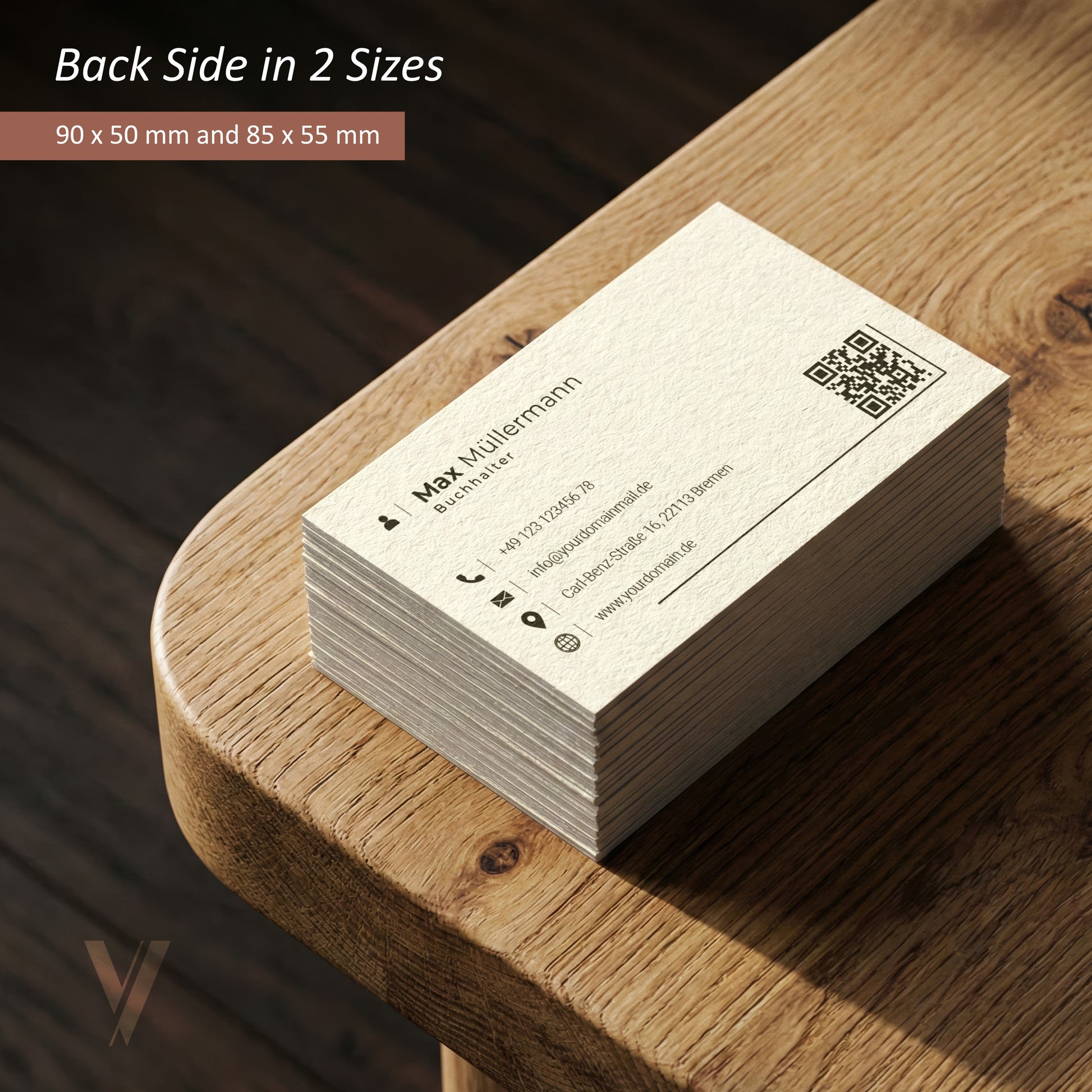 Rückseite der Visitenkarten Vorlage mit QR-Code Generator für ein personalisiertes Startup Business Branding Kit.