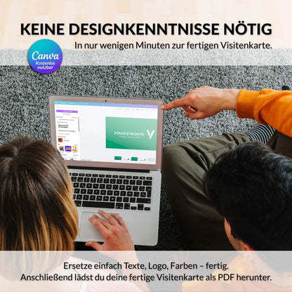 Visitenkarten Vorlage für Canva einfach personalisieren – modernes grünes Design ohne Designkenntnisse mit individuell anpassbaren Texten, Logo und Farben – Louvion.de