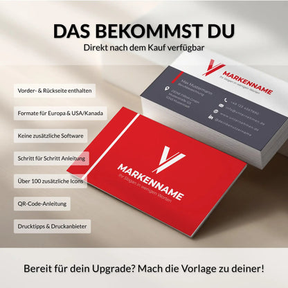 Visitenkarten Vorlage für Canva mit Vorder- und Rückseite, zwei Formaten für Europa und USA/Kanada sowie sofort verfügbarem Download, Louvion.de