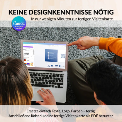 Visitenkarten Vorlage in Canva einfach bearbeiten – blaue Visitenkarte mit anpassbarem Logo, QR-Code und Texten ohne Designkenntnisse, Louvion.de