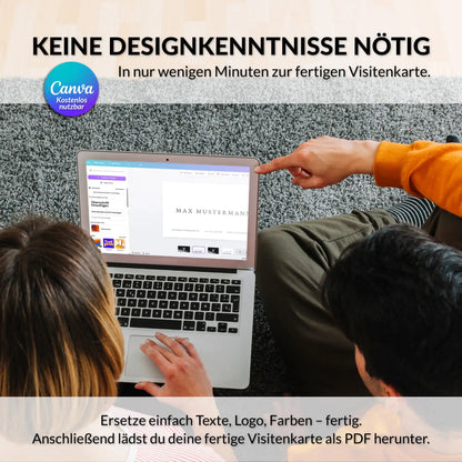 Visitenkarten Vorlage in Canva einfach bearbeiten ohne Designkenntnisse, individuell mit Text, Logo und Farben anpassbar, Louvion.de