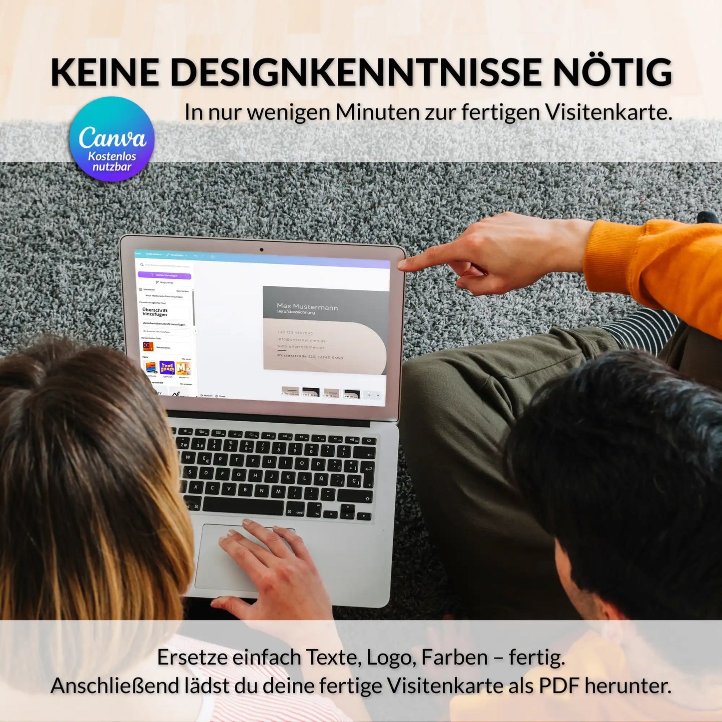Visitenkarten Vorlage in Canva einfach personalisieren, Texte, Logo und Farben anpassen, digitale Vorlage ohne Designkenntnisse für Europa und USA/Kanada – Louvion.de